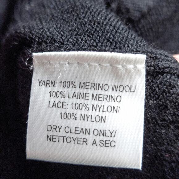 Trina Turk Women’s Cardigan Dark Academia Coquette Merino Wool Scalloped Black M - Picture 7 of 9